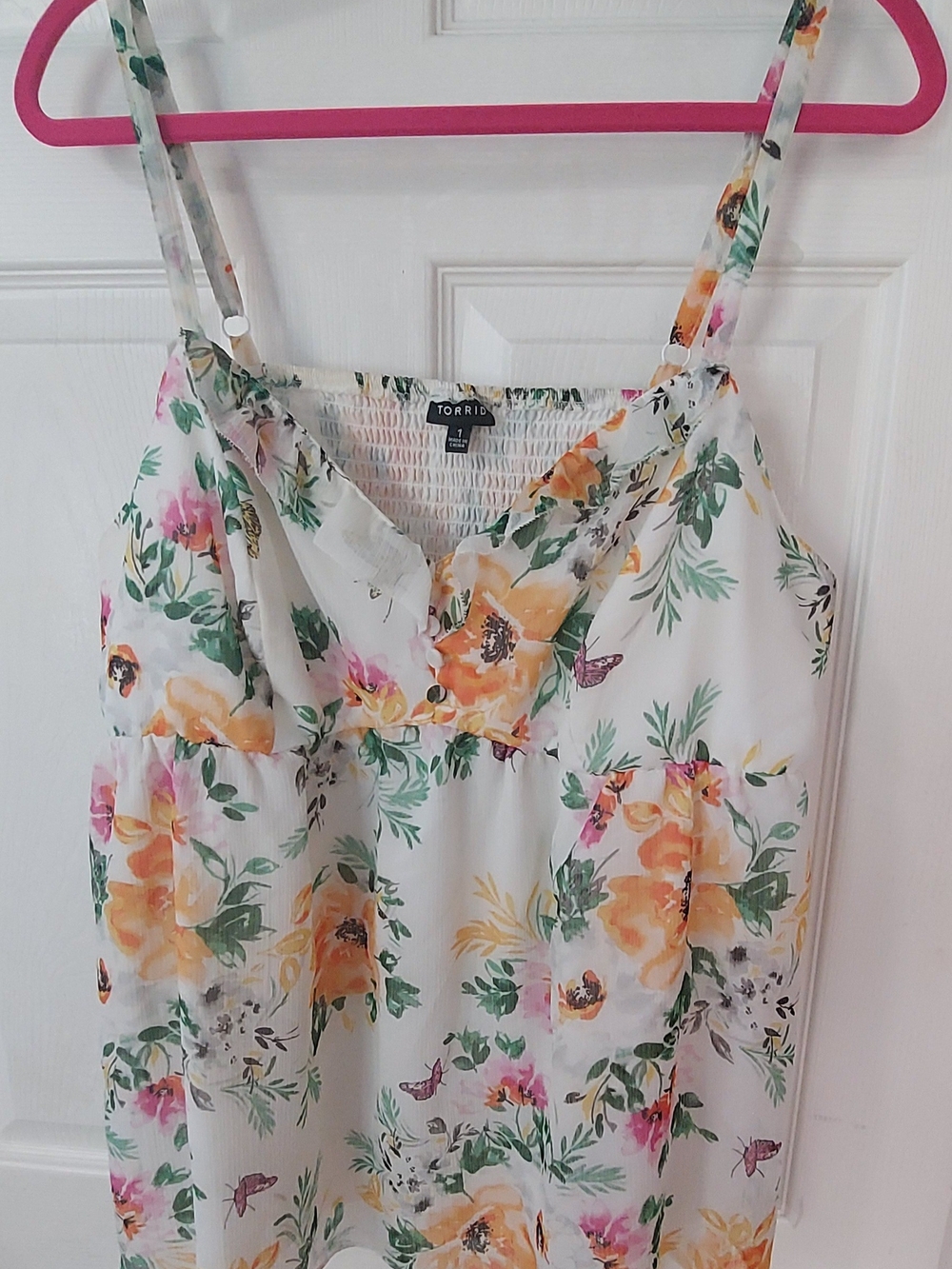 Torrid White Floral Babydoll Chiffon Cami Top